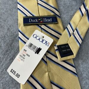 Duck Head  Mens Neck Tie Yellow Blue Striped 57"x4" Business Office Classic NWT